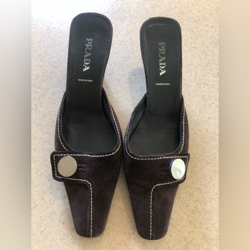 Prada kitten heels size 38 brown leather